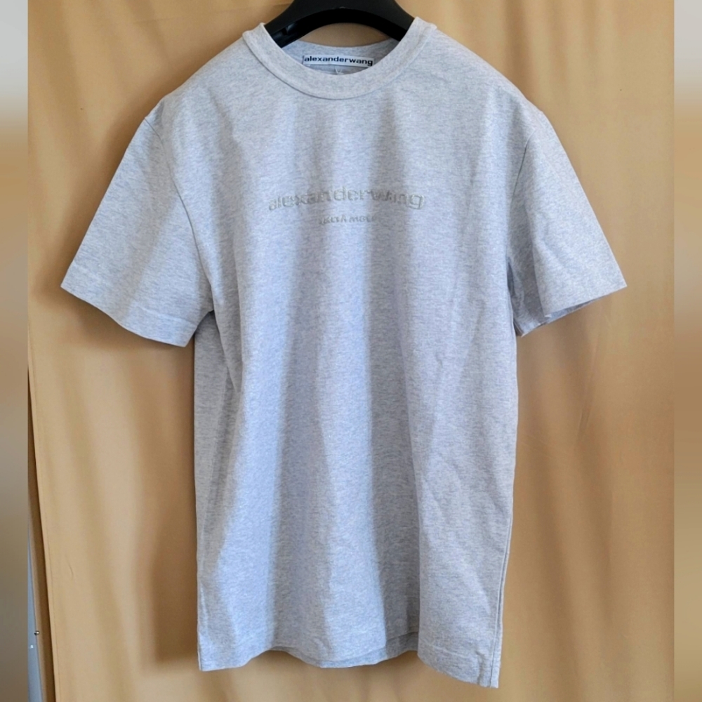 ALEXANDER WANG-Gray Glitter T-Shirt